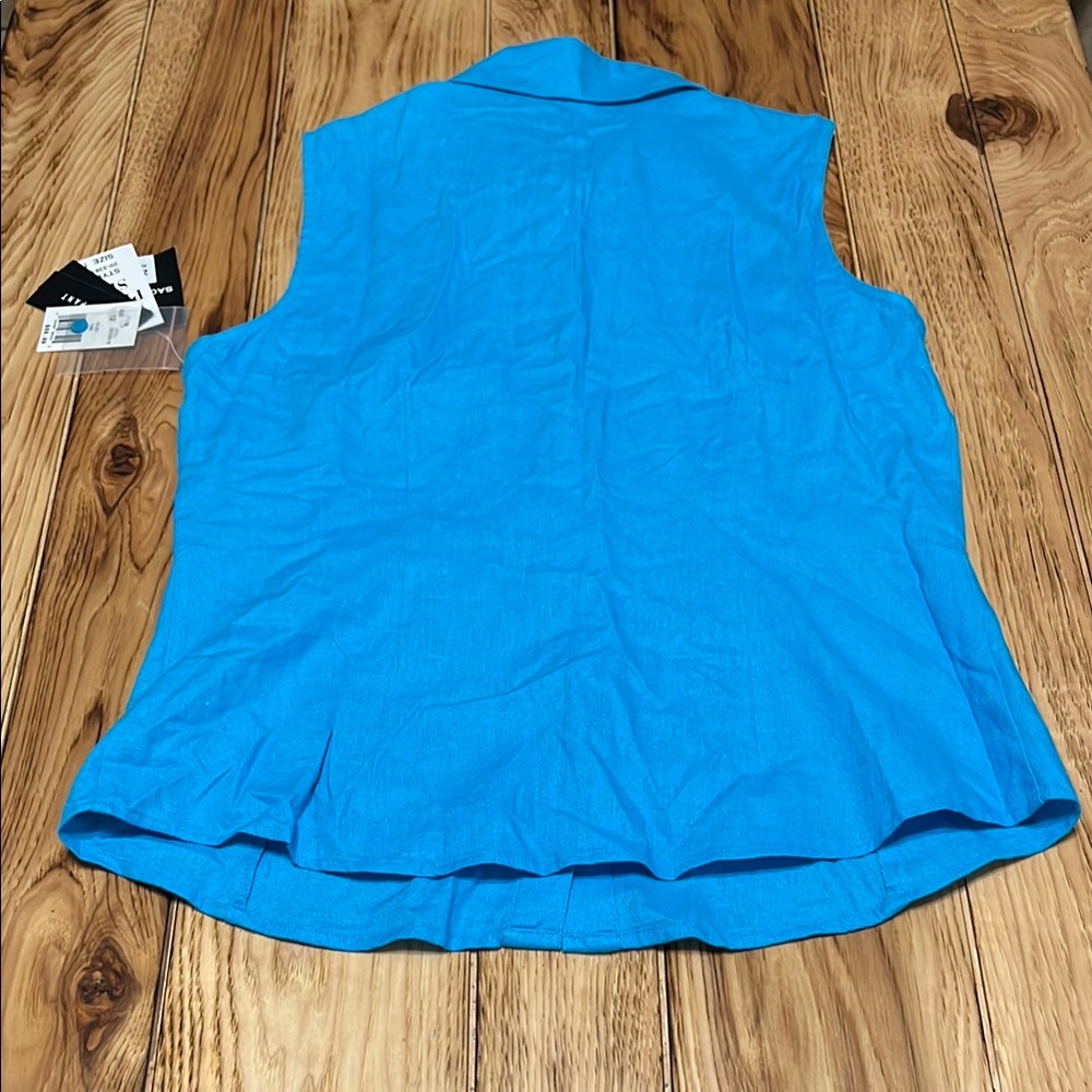 Sag Harbor Blue Sleeveless Button Down Shirt NWT - Picture 6 of 7